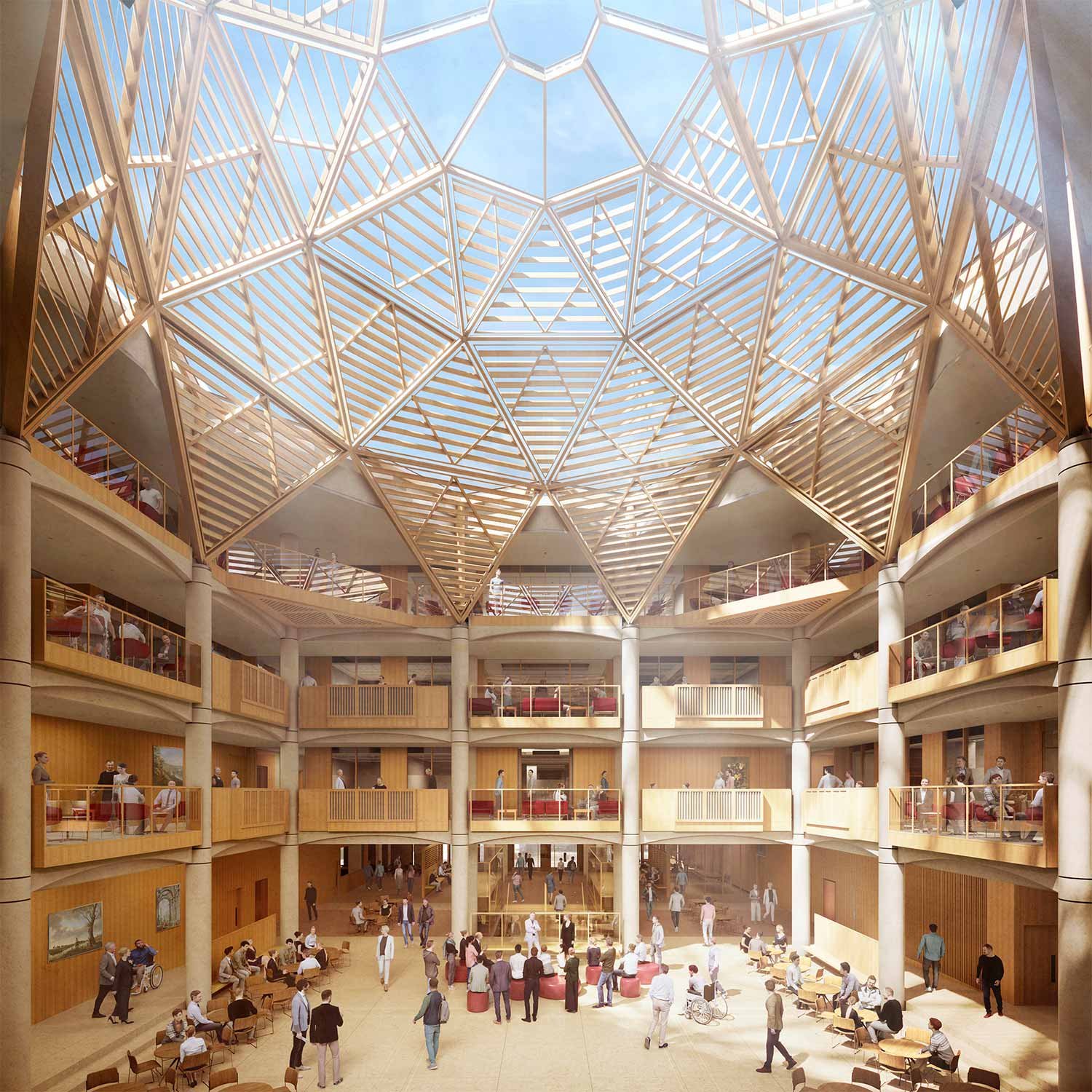 Stephen A. Schwarzman Centre for the Humanities interior shot showing the central dome