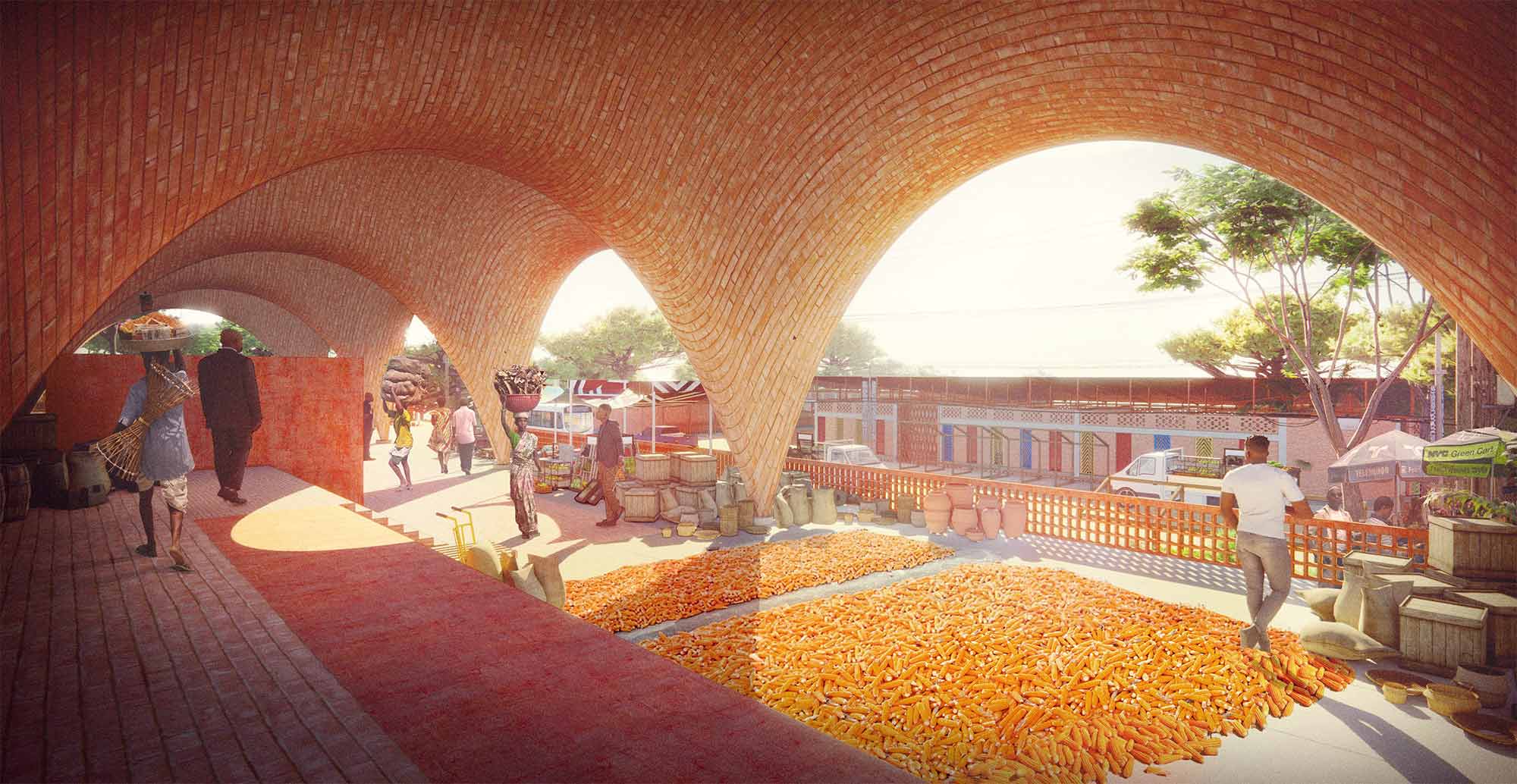 Render of Green City Kigali, Rwanda (masterplan) arches